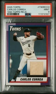 2025 Topps Carlos Correa 1990 Topps Relic – Game-Used Memorabilia – PSA 9 MINT - Picture 1 of 3