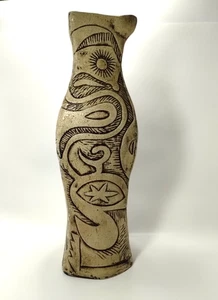 STUDIO ART POTTERY~16” Vase~ESOTERIC~MCM~NEW AGE~Molded Polyester Resin~1950-60s - Picture 1 of 19