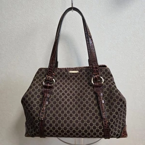 Auténtico bolso de mano CELINE bolso de mano macadam lona cuero marrón - Imagen 1 de 24