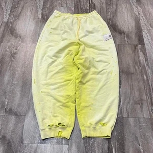 Maison Mihara Yasuhiro Baggy Distressed Sun Faded Sweatpants Yellow Size 52 - Picture 1 of 8
