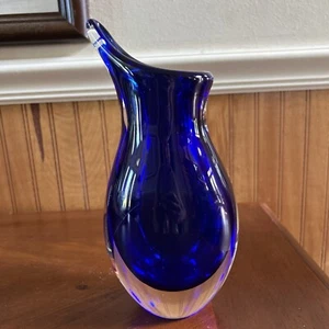 Vintage Murano Summerso Blau Kunstglas Abstrakter Stil Vase - Bild 1 von 7