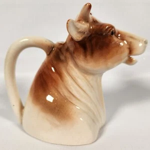 Vintage Milk Creamer Jug Cow 4"H Porcelain 1950s Nice Features A45 - Picture 1 of 6