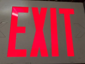 Metal Lithonia White EXIT Sign 12"x7.75"x4" Red LED lit ~ Wired ~ Tested - Picture 1 of 12