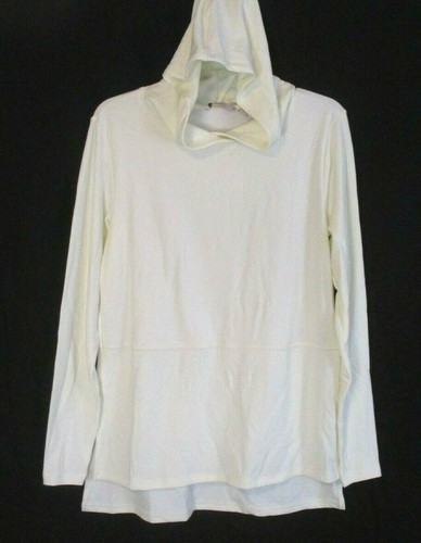 OFF WHITE Nuovo AnyBody Peluche Terry Felpa con Cappuccio Pullover Camicia XS Crema A372107 Donna CB71T