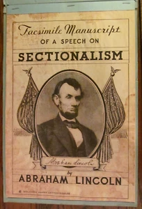 Manuscript Facsimile o A Speech on Sectionalism Abe Lincoln 1934 H.D. Sickles - Picture 1 of 11