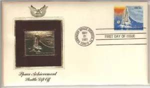 US 1981 FDC,Shuttle lift-off,US Space Achievements,with Gold Replica stamp ! - Picture 1 of 1