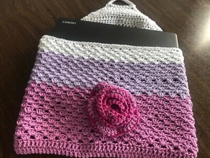 Housse sacoche pour ordinateur portable fait main crochet doublé multicolore fermeture bouton 14”x11” - Photo 1/6
