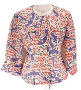 RUBY RD. Jacket SIZE 8 Blue Red White Nautical Cruise Wear Lightweight Button - Picture 1 of 8