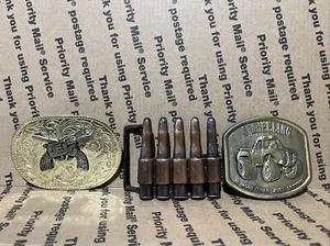 Vintage Belt Buckles Lot Of 3 Styles - Picture 1 of 5