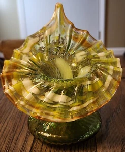 ANTIQUE KRALIK HAND BLOWN TEXTURED JACK IN THE PULPIT SPATTER VASE - Picture 1 of 19