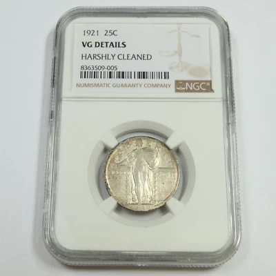 1921 P NGC VG Details - Silver Standing Liberty Quarter 25c US Coin #53161A - Image 1 of 2