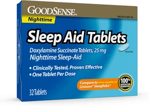 Goodsense Sleep Aid Doxylamine Succinate Tablets, 25 Mg, 32-Count, Nighttime Sle - Picture 1 of 12
