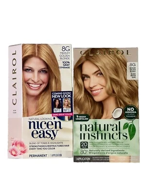 Lot Of 2 Clairol Hair Color Natural Instincts 8G Med Golden Blonde Nice Easy 8 - Image 1 of 4
