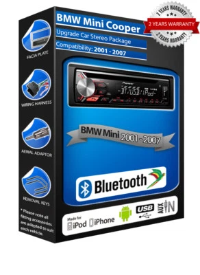 BMW Mini Cooper Pioneer DEH-S320BT Stereo, USB CD MP3 Aux-Eingang Bluetooth Set - Bild 1 von 4