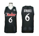 Throwback Ginobili #6 Kinder Bolonia Basketball Jersey Black All Sewn