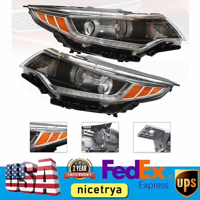 Pair For 2016 -2018 Kia Optima LED Halogen Left&Right Side  Projector Headlight Foto 1 de 4