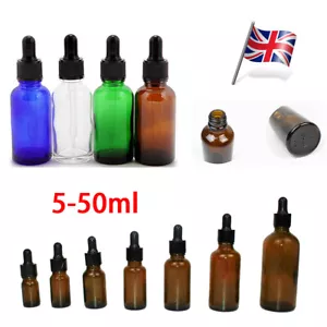 Empty Amber Glass Dropper Bottles with Pipette Essential Oil Refillable Drop UK - Picture 1 of 25