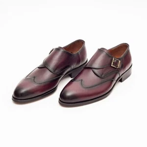 Zapatos de vestir Ariston de cuero con correa de monje única borgoña para hombre - Imagen 1 de 5