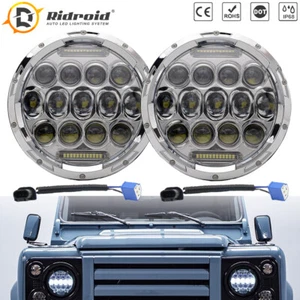 Faros LED redondos cromados de 7 pulgadas DRL para Land Rover Defender 90 110 Range Rover - Imagen 1 de 19