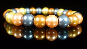 Yellow Grey Pearl Bracelet Plastic Resin - Picture 1 of 1
