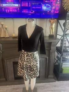 Abito gioiello Diane von Furstenberg A1 nero e leopardato taglia 2 - Foto 1 di 12