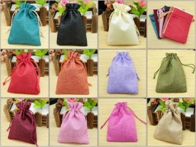 1/2/5/10x мешковина свадебный подарок сумки льняной ювелирных изделий мешочки джут Гессен подарочная сумка - Изображение 1 из 4
