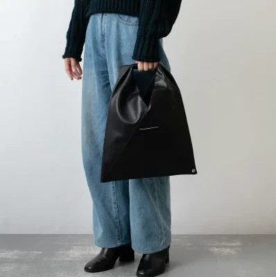MM6 MAISON MARGIELA Japanese Tote Bag Black Triangle Synthetic Leather Faux smal - Image 1 of 4