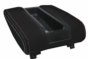 Fits 97-03 BMW E39 PVC Center Console Lid Armrest Cover Black M Type Stitch - Foto 1 di 7