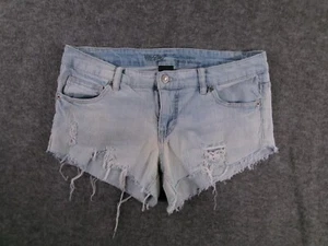 Mossimo Cut Off Shorts Women 10 Blue Jorts Distressed Biker Daisy Duke Booty - Picture 1 of 11