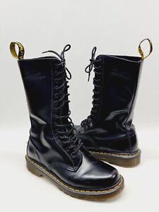 Doc Dr Marten’s 1914 Smooth Black Tall Boots Women’s  Size 9 Lace-Up Air Cushion