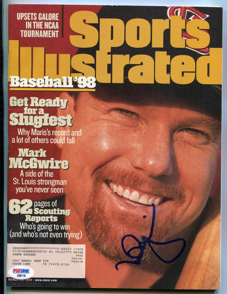 Mark McGwire Autographed 1998 Sports Illustrated Magazine PSA/DNA Cardinals - Image 1 of 3