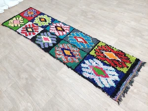 Moroccan Vintage Runner Handmade Berber Colorful Azilal Carpet Long Hallway Rug - Picture 1 of 12