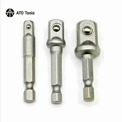 Bit Adapter SET 3tlg Adapter Satz Bohrmaschine 1/4" 3/8" 1/2" Zoll Außenvierkant - Bild 1 von 4