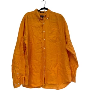 Alan Flusser Linen Dress Shirt Mens Size XL Orange Long Sleeve Button Up - Picture 1 of 7