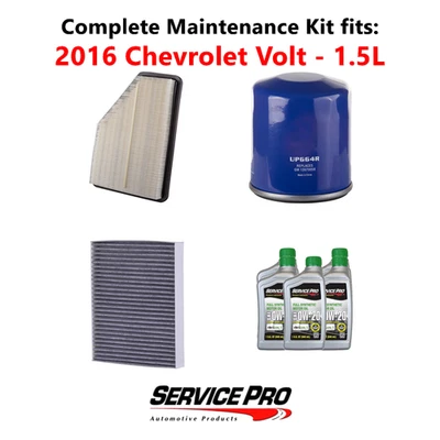 2016 Chevrolet Volt 1.5L Complete Air, Oil & Cabin Filter Kit (0W-20) Foto 1 de 4