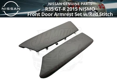 NISSAN Genuine R35 GT-R 2015 NISMO Front Door Armrest LH RH Set w/Red Stitch - Image 1 of 4