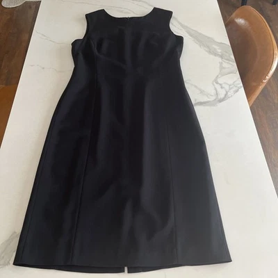 Vestido Eddie Bauer Negro Vaina Midi Talla 8 Forrado Minimalista Clásico LBD Carrera Foto 1 de 4
