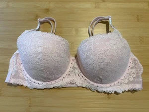 Victoria's Secret PINK Lace Balconette Push Up Bra Baby Pink 34C - Picture 1 of 7