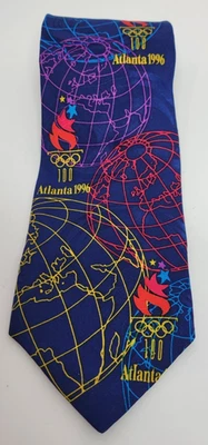 Corbata de seda vintage de colección de los Juegos Olímpicos de Atlanta 1996 hecha en EE. UU. NUEVA CON ETIQUETAS Foto 1 de 4