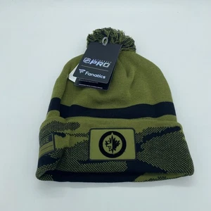 Gorro de invierno Fanatics Pro Winnipeg Jets NHL apreciación militar con pompón para hombre - Imagen 1 de 5