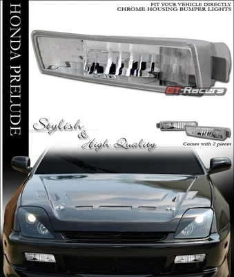 For 1997-2001 Honda Prelude Chrome Front Signal Parking Bumper Lights Lamps Yd - Imagem 1 de 3