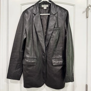 Brooks Brothers Leder Blazer Jacke Damen Schwarz Ein Knopf Größe 8 - Bild 1 von 6