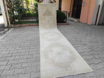 Vintage Style 3x13 Runner Rug Neutral, Turkish Runner Beige, Entry Rugs Indoor - Image 1 of 4