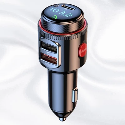 Bluetooth FM Transmitter Auto 5.0 QC3.0 PD USB-C 12V 24V LED Freisprechen - Bild 1 von 4