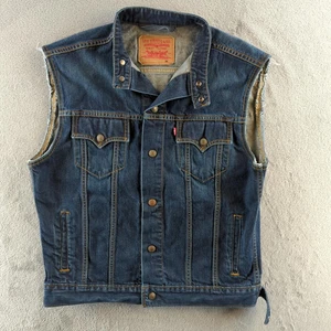 Chaleco Vaquero Levis De Colección Para Hombres Medio Azul Camionero Corte Rojo Pestaña Tipo 3 III Y2K - Imagen 1 de 11