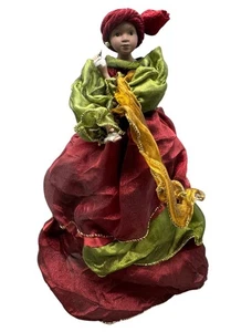 Bambola vintage fatta a mano stile africano vestito rosso verde albero di Natale toper 16" LEGGI - Foto 1 di 9