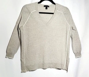 J. Crew S Heather Gray Pullover Thin Knit Sweater V-Neck Raglan Long Sleeve - Picture 1 of 4