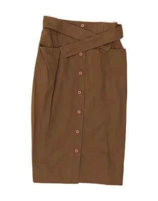 VINTAGE Womens Pencil Skirt UK 8 Small W26  Brown Cotton DU72 - Image 1 of 3