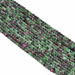 Natural Ruby Zoisite Gemstone Coin Shape Faceted Beads 4 mm Strand 12.5" UGB-170 - Picture 1 of 2