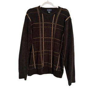 Dockers Men's Large Classic Mocha Grid Pattern Timeless Cozy Soft Knit Sweater - Picture 1 of 9
